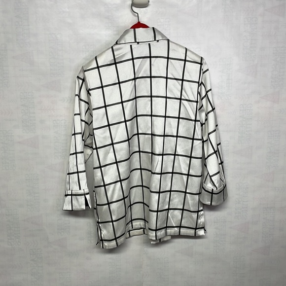 Linea by Louis Dell Olio women collared button up shirt white and black - Picture 5 of 7